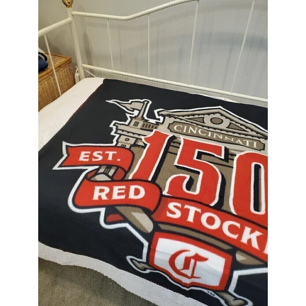 CINCINNATI REDS 150TH ANNIVERSARY BLACK FLEECE BLANKET SGA 9/21/2019